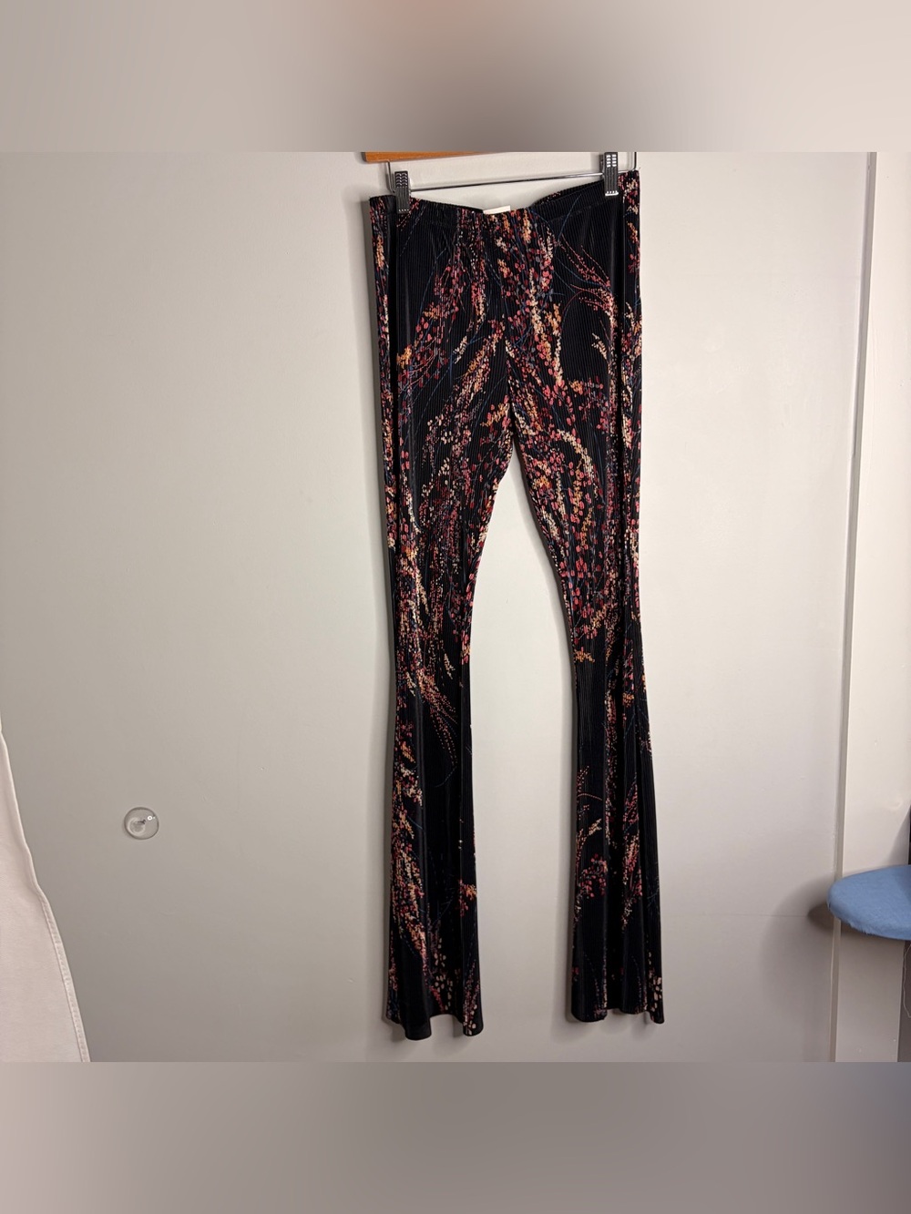 By Together Black Floral-Print Flare Pants